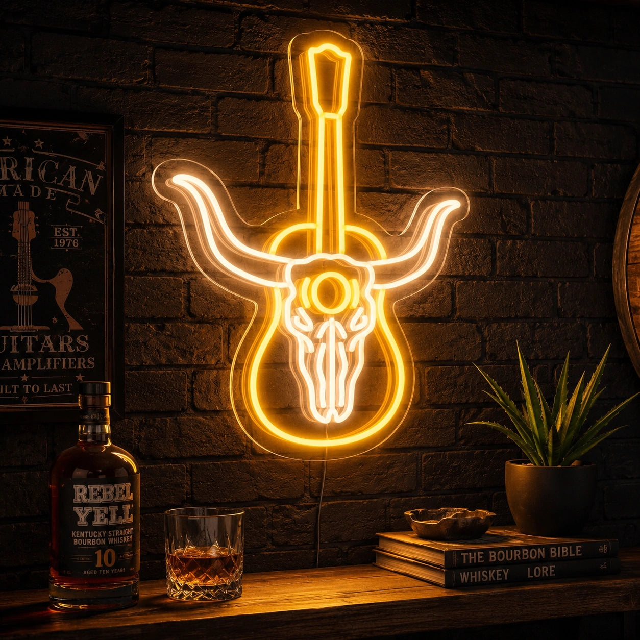 Longhorn Guitar Bar Neon Sign LED Neon Sign high-converting product image