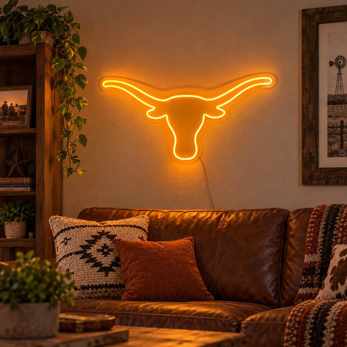Longhorn Head Outline LED Neon Sign - Shineneon