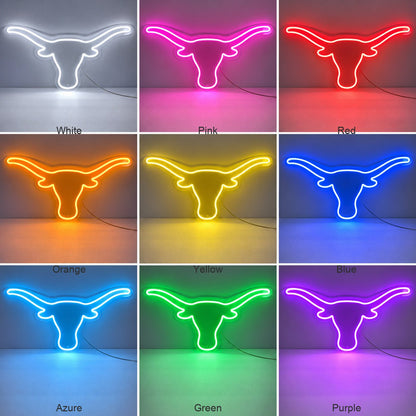 Longhorn Head Outline LED Neon Sign - Shineneon