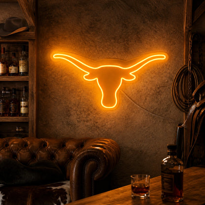 Longhorn Head Outline Vintage LED Neon Sign high-converting product image