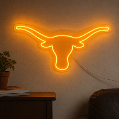 Longhorn Head Outline Vintage LED Neon Sign real lifestyle scene