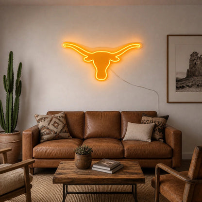 Longhorn Head Outline Vintage LED Neon Sign - Shineneon