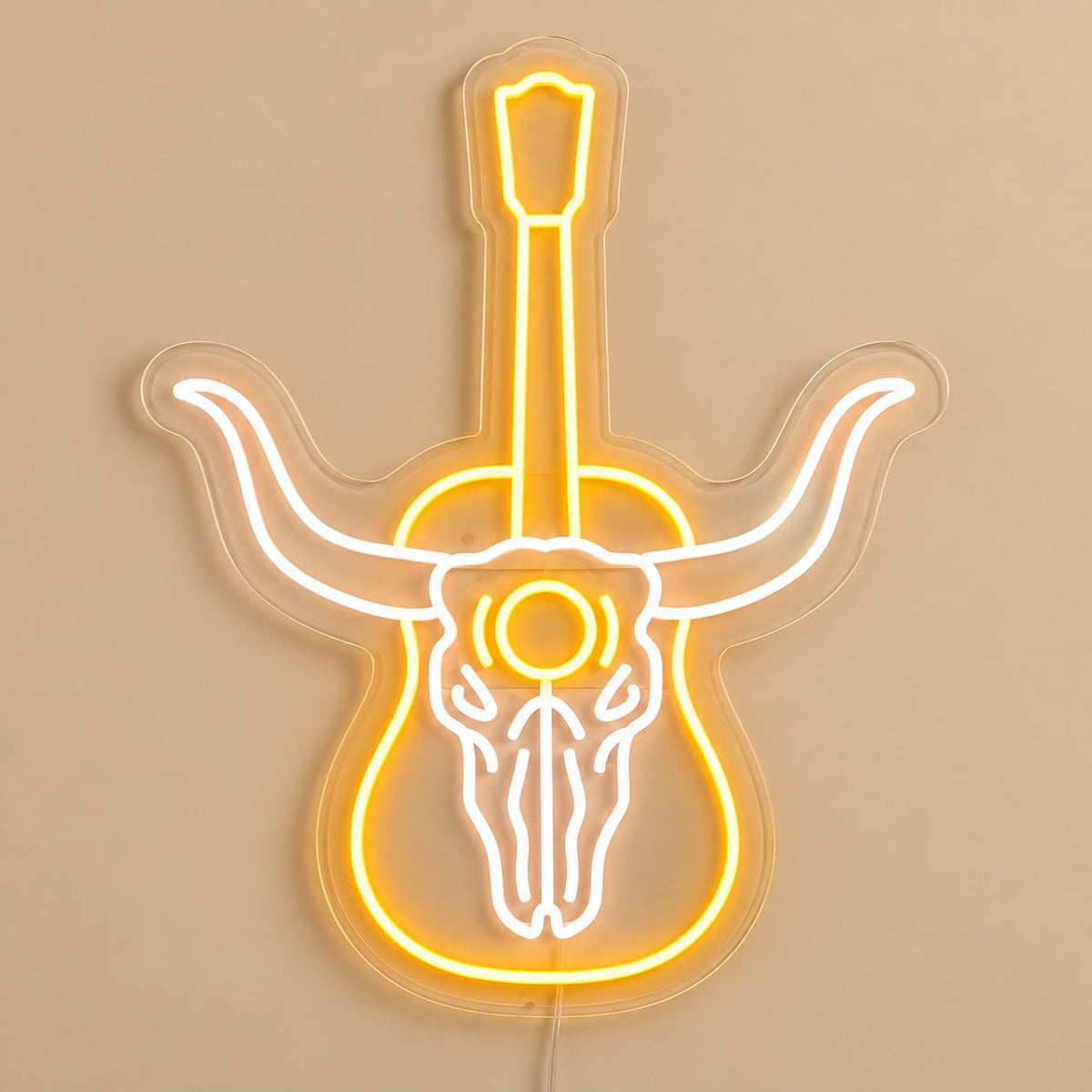 Longhorn Skull Acoustic Guitar LED Neon Sign - Shineneon
