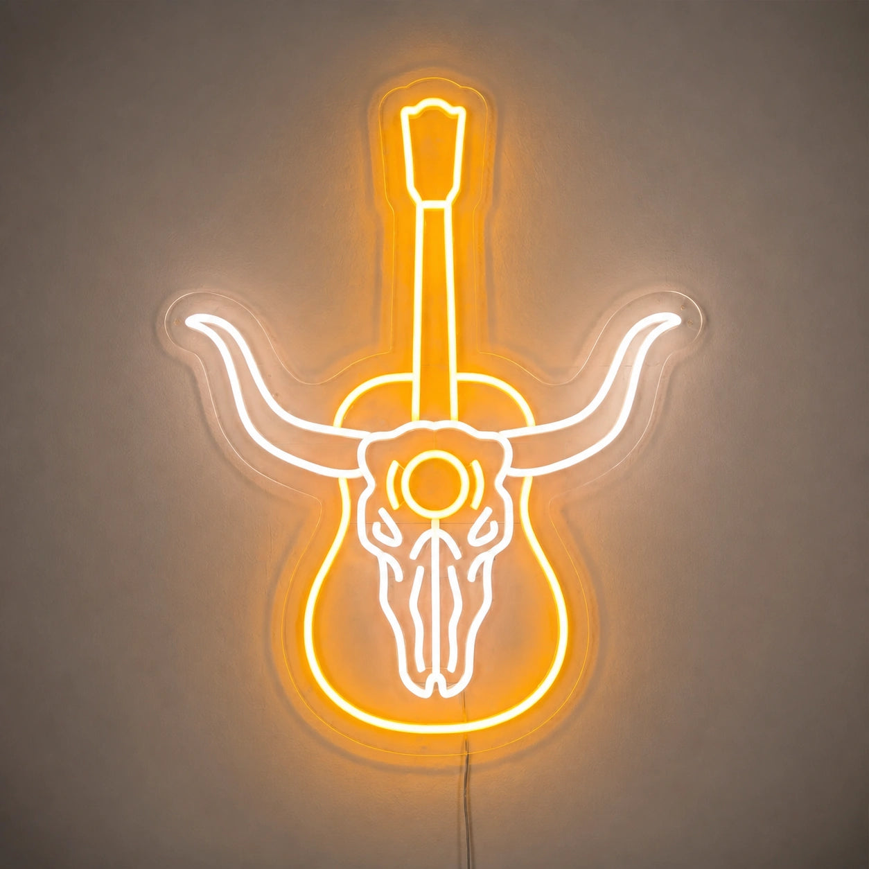 Longhorn Skull Acoustic Guitar Vintage LED Neon Sign main product image