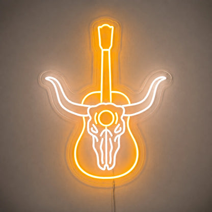 Longhorn Skull Acoustic Guitar Vintage LED Neon Sign main product image