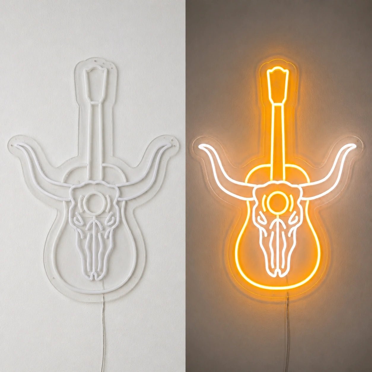 Longhorn Skull Acoustic Guitar Vintage LED Neon Sign - Shineneon
