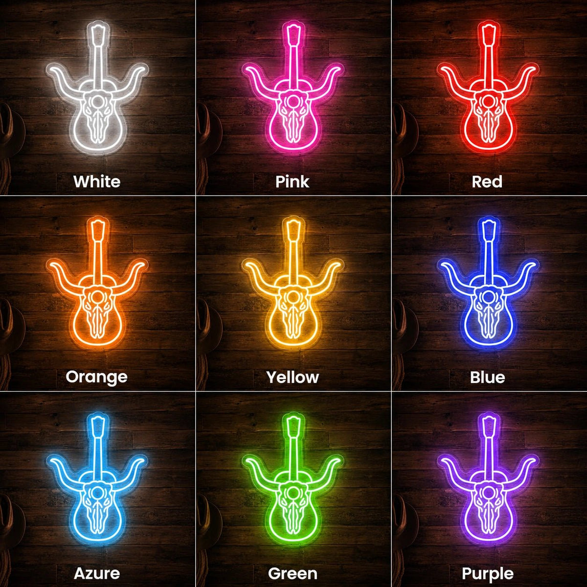 Longhorn Skull Guitar LED Neon Sign - Shineneon