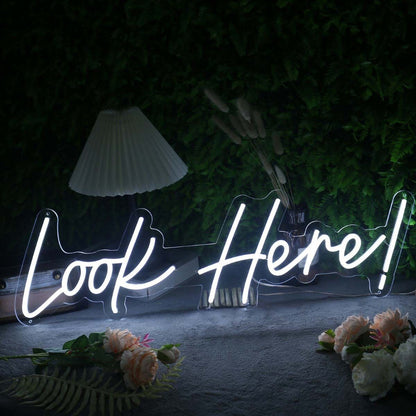 Look Here White Led Neon Sign - Shineneon