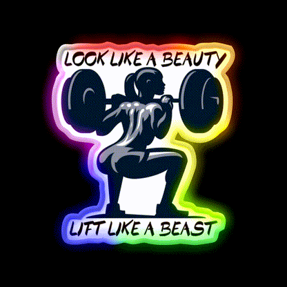 Look Like A Beauty But Lift Like A Beast Gym Fitness Led Neon Sign Rgb Color - LED neon sign close-up detail