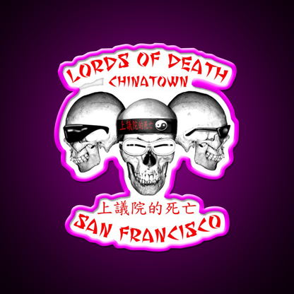 Lords Of Death Asian Cultural Led Neon Sign Rgb Color - Neon sign mounted on wall in room