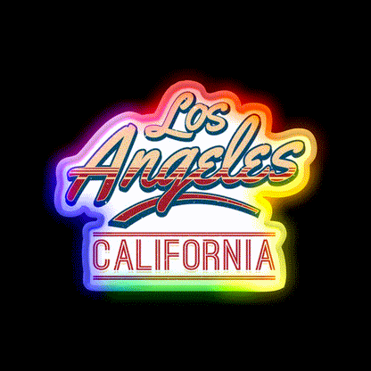 Los Angeles California Letter Two Design Asian Cultural Led Neon Sign Rgb Color - LED neon sign close-up detail