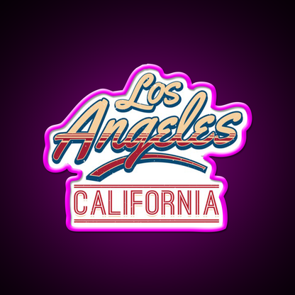 Los Angeles California Letter Two Design Asian Cultural Led Neon Sign Rgb Color - Neon sign mounted on wall in room