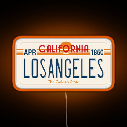 Los Angeles California License Plate Rgb Neon Sign - Custom LED neon sign front view