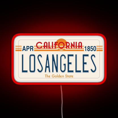 Los Angeles California License Plate Rgb Neon Sign - LED neon sign close-up detail