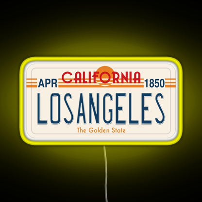 Los Angeles California License Plate Rgb Neon Sign - Size and dimension reference