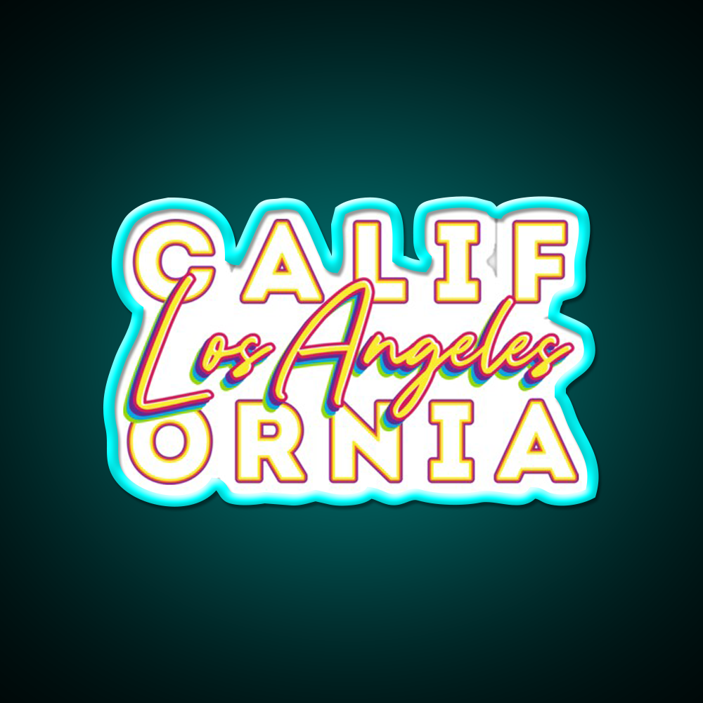 Los Angeles California Typographic Split Asian Cultural Led Neon Sign Rgb Color - Size and dimension reference