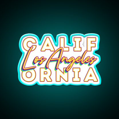 Los Angeles California Typographic Split Asian Cultural Led Neon Sign Rgb Color - Size and dimension reference