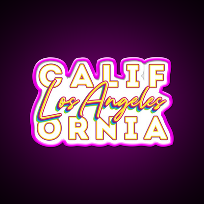 Los Angeles California Typographic Split Asian Cultural Led Neon Sign Rgb Color - Neon sign mounted on wall in room
