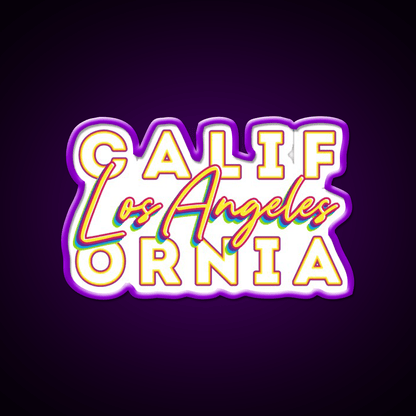Los Angeles California Typographic Split Asian Cultural Led Neon Sign Rgb Color - Shineneon