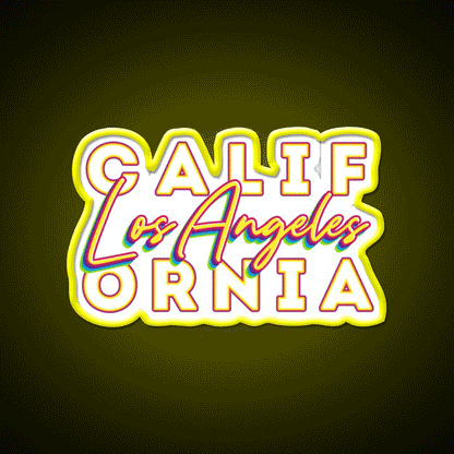 Los Angeles California Typographic Split Asian Cultural Led Neon Sign Rgb Color - Custom LED neon sign front view