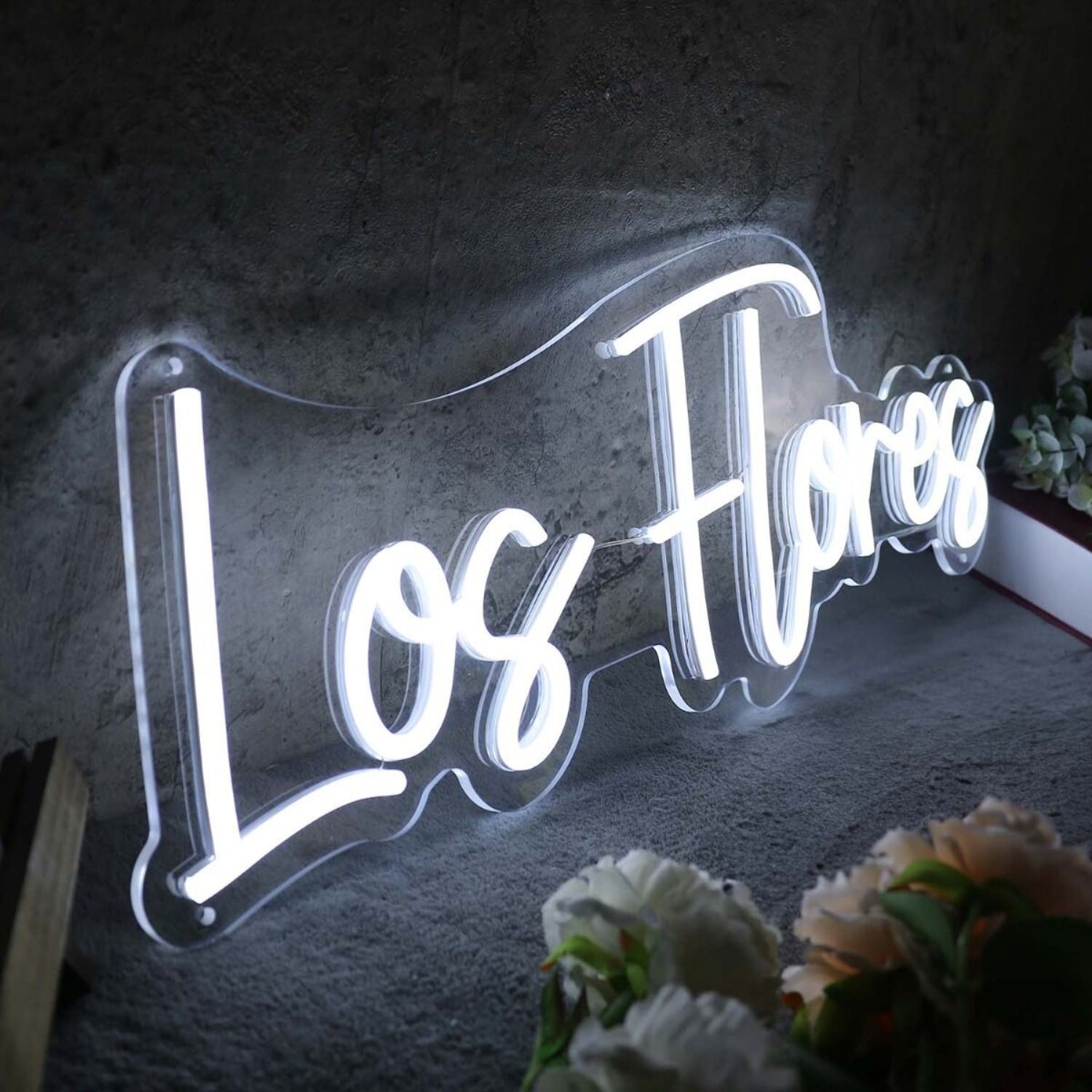 Los Flores White Led Neon Sign - Shineneon
