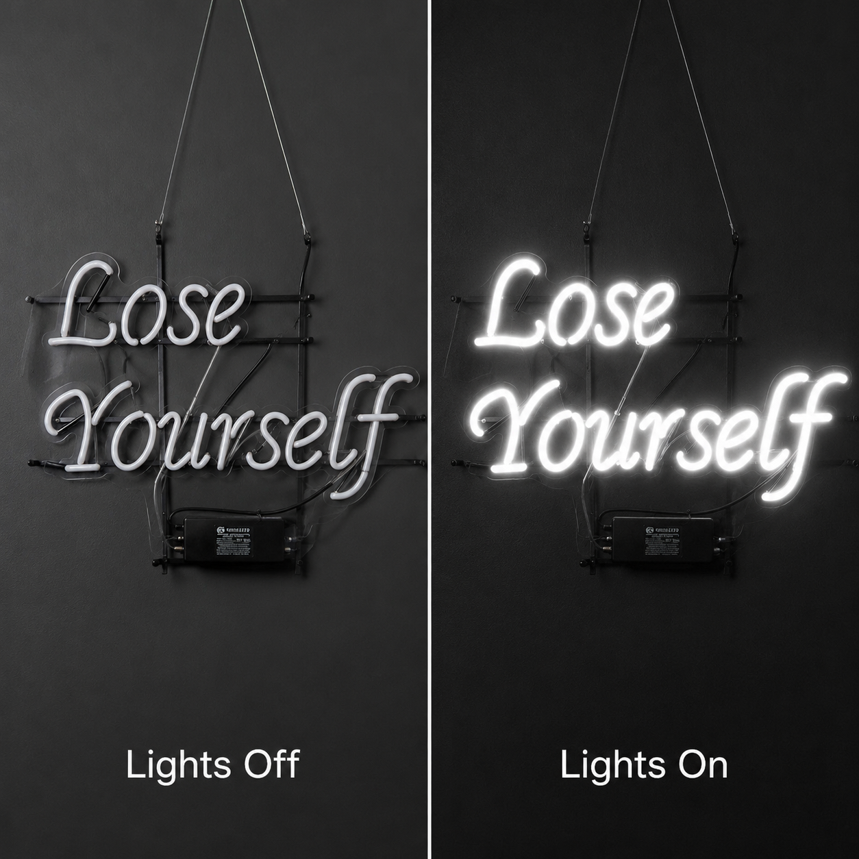 Lose Yourself LED Neon Sign - 06 Day Night Comparison