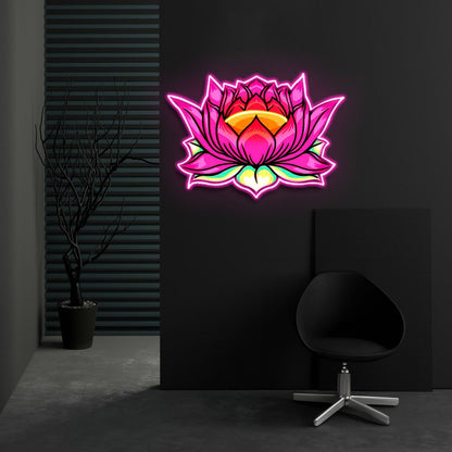 Lotus Flower Neon X Acrylic Artwork - Shineneon
