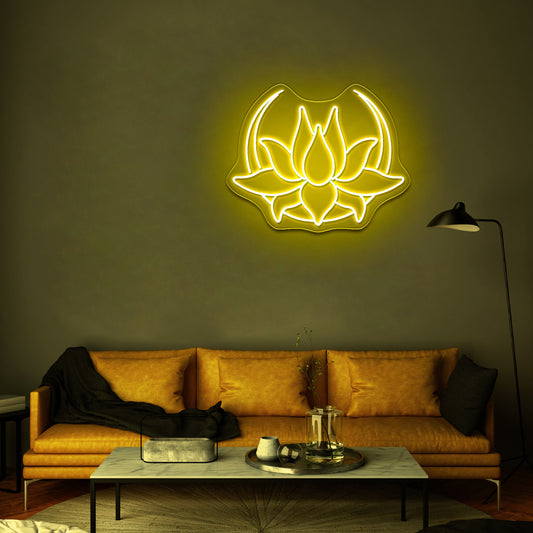 Lotus moon neon sign wall decor neon sign for sale