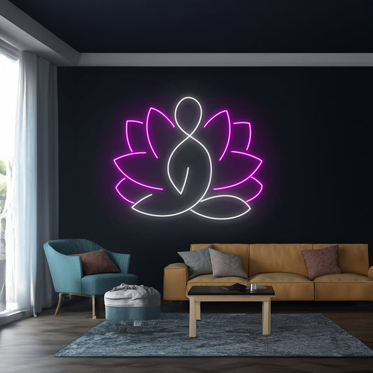 Lotus Pose Yoga Neon Sign