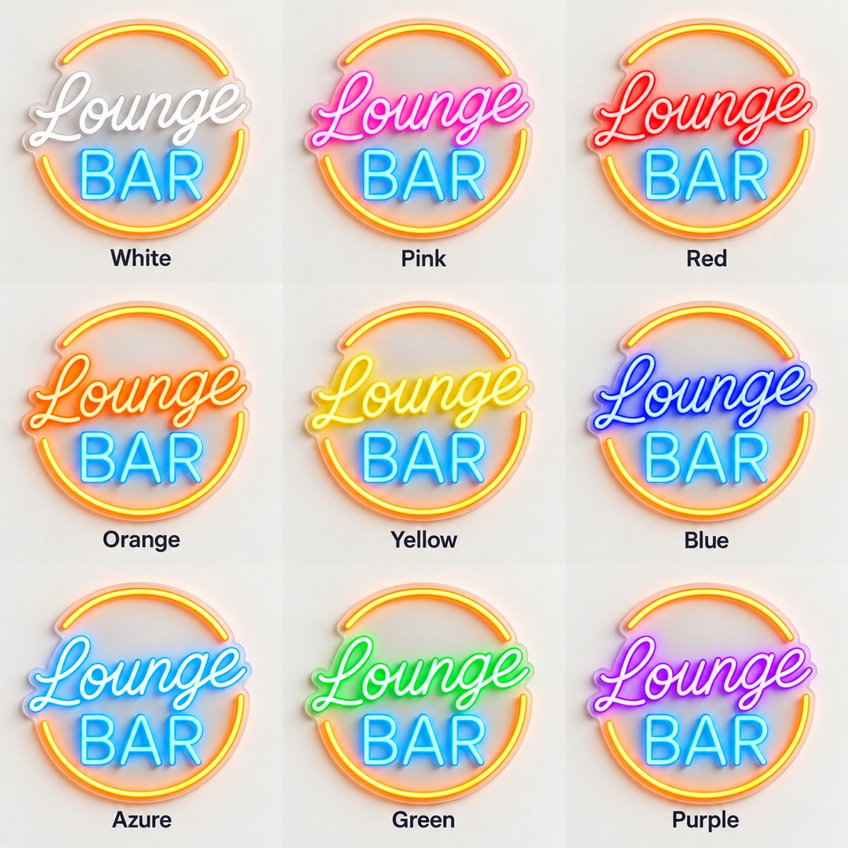 Lounge Bar LED Neon Sign - nine-color grid