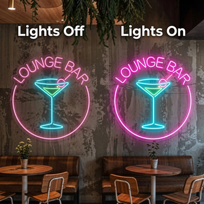 Lounge Business LED Neon Sign - 06 Day Night Comparison