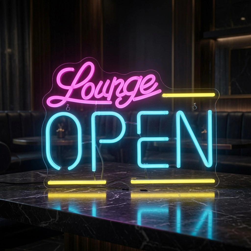 Lounge Open Business LED Neon Sign - 02 High-Converting Product Image