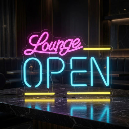 Lounge Open Business LED Neon Sign - 02 High-Converting Product Image