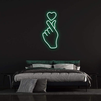Love At Your Fingertips Pink Heart Hand Gesture Led Neon Sign For Bedroom Wall Decor | Shineneon