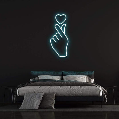 Love At Your Fingertips Pink Heart Hand Gesture Led Neon Sign For Bedroom Wall Decor | Shineneon