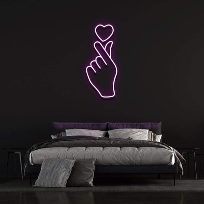 Love At Your Fingertips Pink Heart Hand Gesture Led Neon Sign For Bedroom Wall Decor | Shineneon
