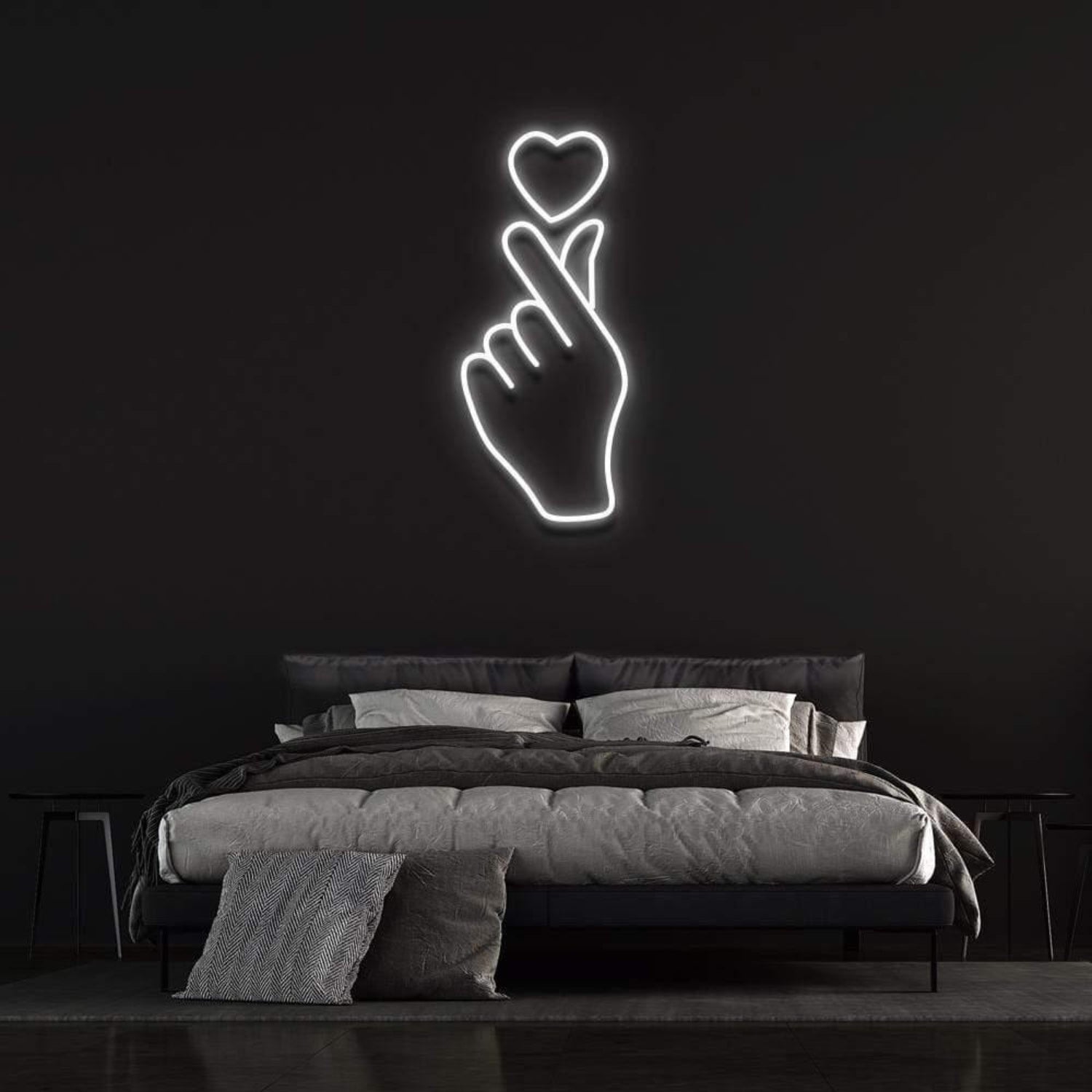 Love At Your Fingertips Pink Heart Hand Gesture Led Neon Sign For Bedroom Wall Decor | Shineneon