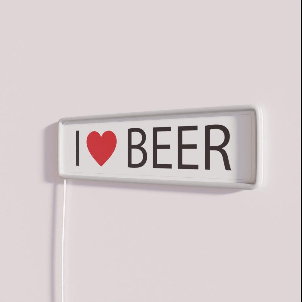 Love Beer Rgb Led Neon Sign - Neon sign mounted on wall in room