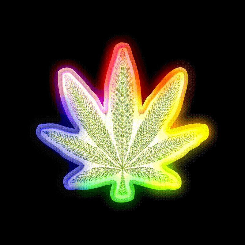 Love Bob Marley Hemp Inspired Green Leaf Led Neon Sign Rgb Color - LED neon sign close-up detail