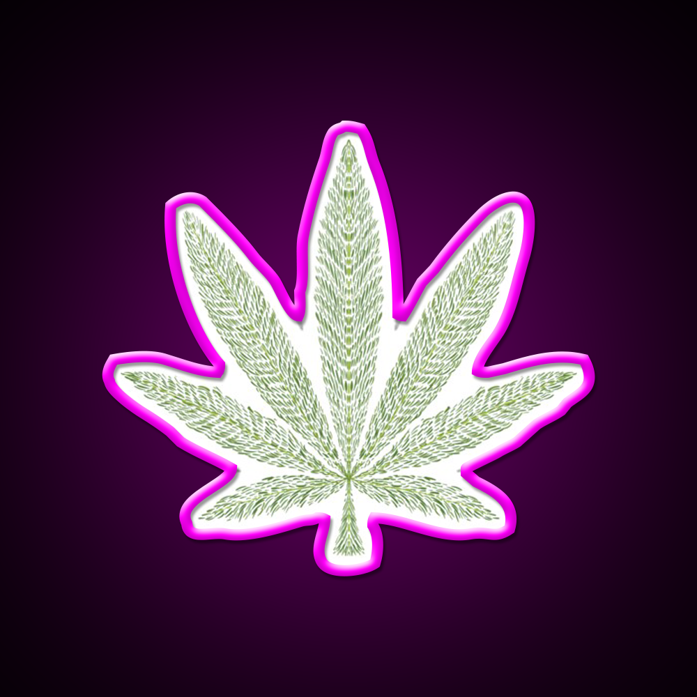Love Bob Marley Hemp Inspired Green Leaf Led Neon Sign Rgb Color - Neon sign mounted on wall in room
