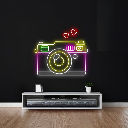 Love Camera Led Light Photograph Room Wall Art Decor