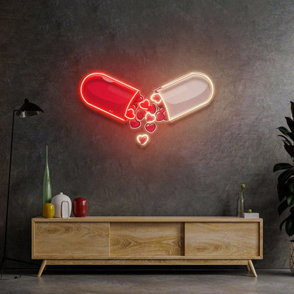 Love Capsule Hearts Uv Printed Led Neon Sign For Home Cafe Decor | Shineneon