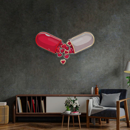 Love Capsule Hearts Uv Printed Led Neon Sign For Home Cafe Decor | Shineneon