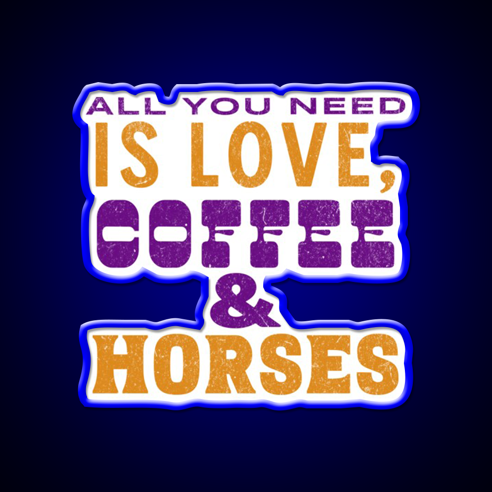 Love Coffee And Horses Cafe Led Neon Sign Espresso Bar Art Rgb Color