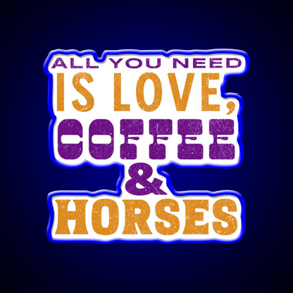 Love Coffee And Horses Cafe Led Neon Sign Espresso Bar Art Rgb Color