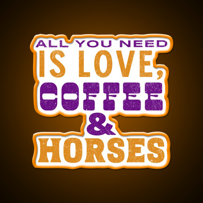 Love Coffee And Horses Cafe Led Neon Sign Espresso Bar Art Rgb Color