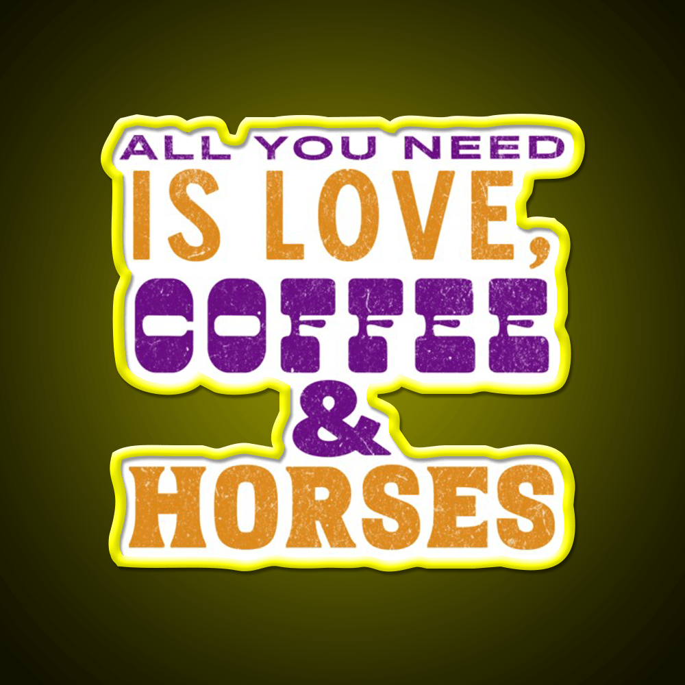 Love Coffee And Horses Cafe Led Neon Sign Espresso Bar Art Rgb Color - Shineneon