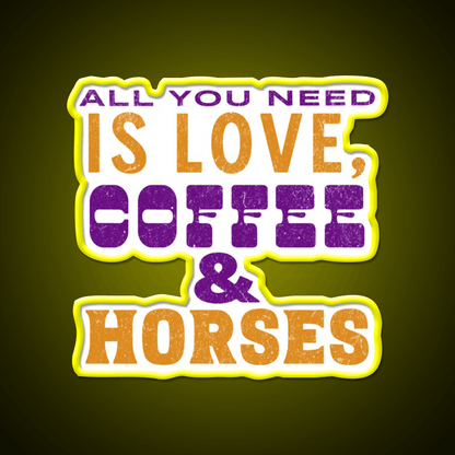 Love Coffee And Horses Cafe Led Neon Sign Espresso Bar Art Rgb Color - Shineneon