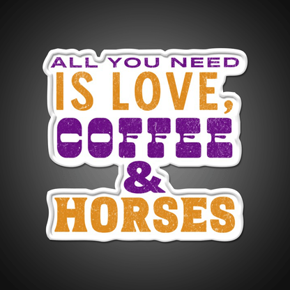 Love Coffee And Horses Cafe Led Neon Sign Espresso Bar Art Rgb Color - Shineneon