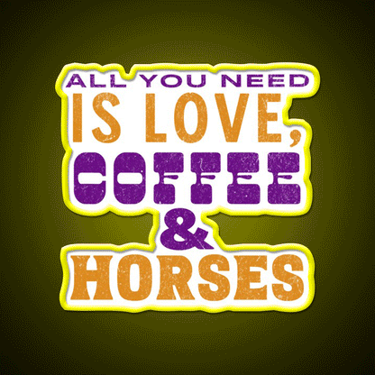 Love Coffee And Horses Cafe Led Neon Sign Espresso Bar Art Rgb Color